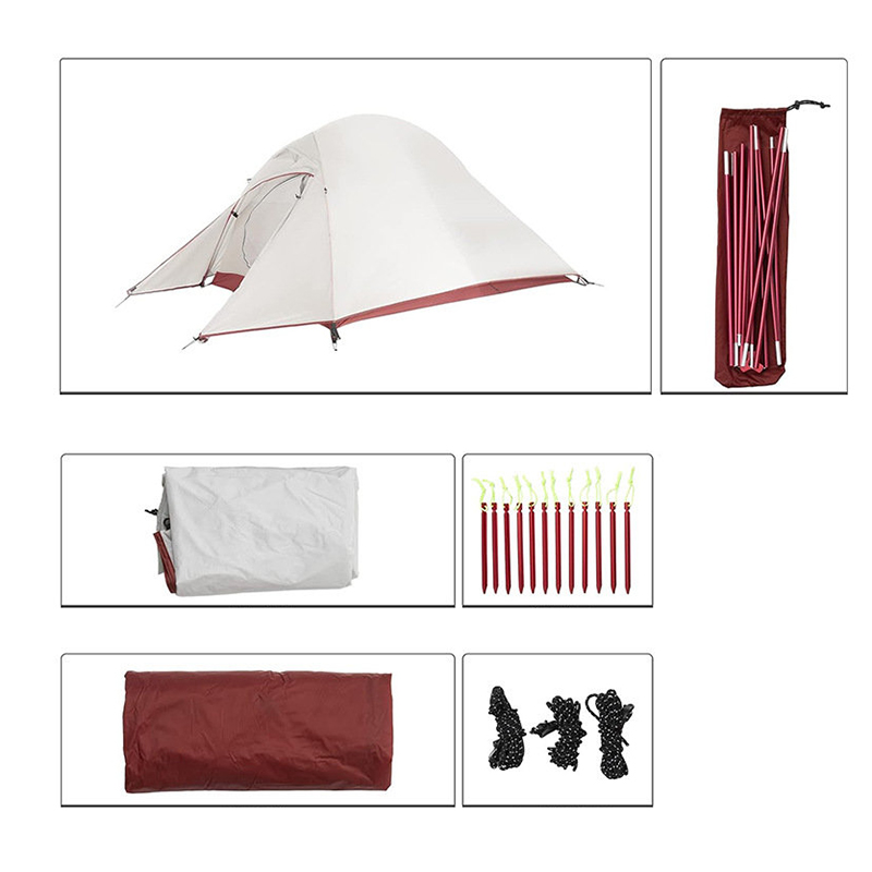Tenda hiking portabel berlapis ganda untuk dua orang